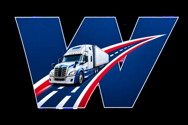 Waller & Company brand mark: a truck on the road forming the shape of a W